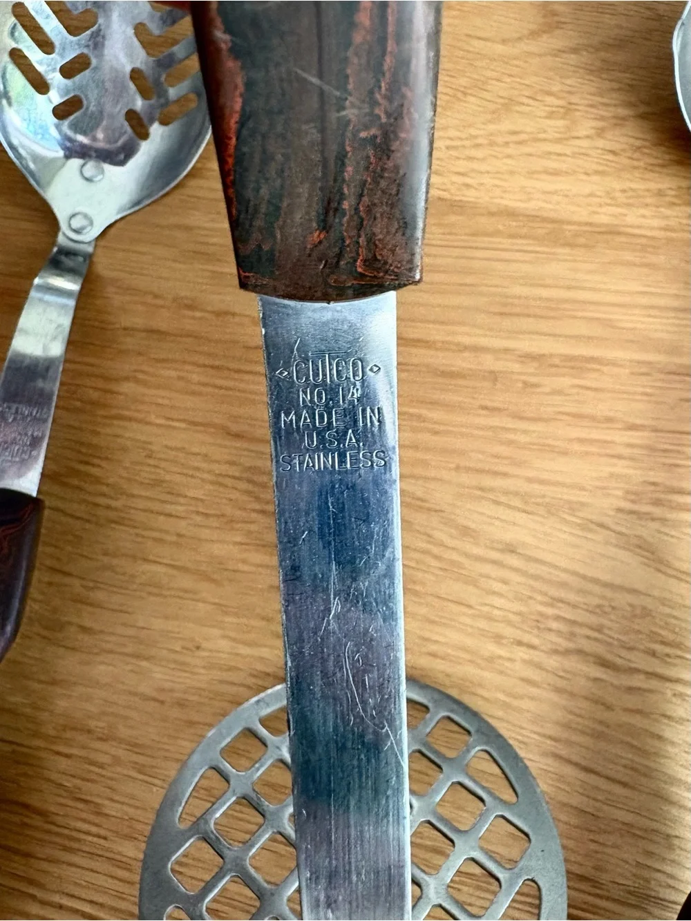 Cutco VINTAGE Stainless Steel Kitchen Utensil Set with Dark Wood Handles
